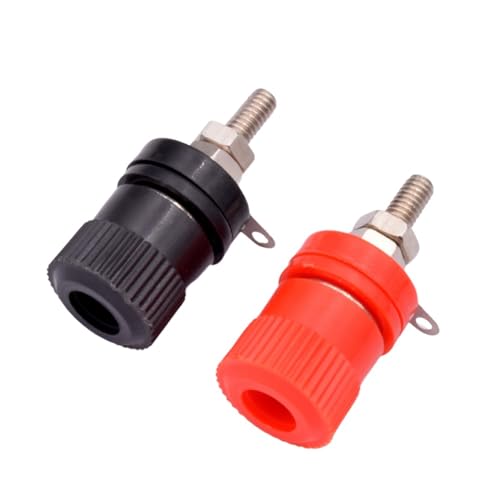 Terminal banana 4mm para panel de audio con 10 conectores niquelados rojo y negro