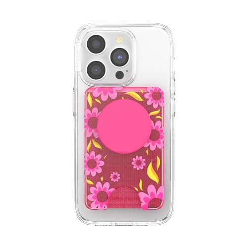 Image of PopSockets Phone Wallet for MagSafe, Phone Card Holder with Grip, Hot Pink - Pink Relief