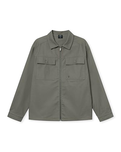 Johnny Urban Overshirt Hombre Verde - Cameron - Chaqueta Oversize para Primavera y Verano - Chaqueta Camisa con Cremallera - Camisa Informal - 100% Algodón