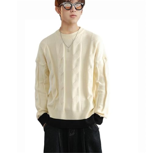 Men's Sweater Round Neck Knit Pullover Couple Base Layer Casual Long Sleeve Top for Men