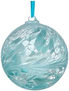 Hanging Glass Friendship Ball 10cm diameter , Pale Blue