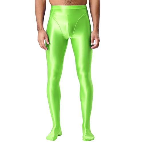 dPois Herren Nylon Leggings Lange Strumpfhose Blickdicht Skinny Tights Sportleggings Elastisch Fintess Gym Gymnastik Outfit Neon Grün XL dPois Herren Nylon Leggings Lange Strumpfhose Blickdicht Skinny Tights Sportleggings Elastisch Fintess Gym Gymnastik Outfit Neon Grün XL
