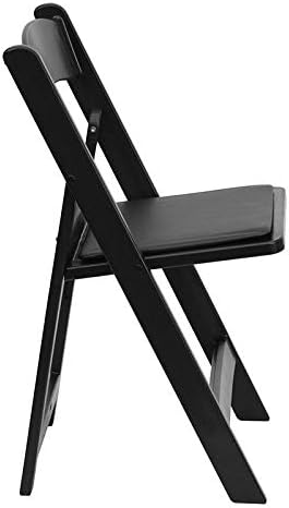 Miniatura 3 de LIVING TRENDS Marvelius 1000 lb. Silla plegable de resina negra con asiento acolchado de vinilo negro., Negro