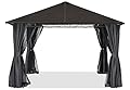 Hardtop Patio Gazebo with Curtains and Netting by ABCCANOPY
