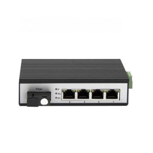 Industrial-Grade Fiber Optic Switching transceivers, 100M Gigabit or SC Interface, DIN Rail mounting (4x100M 1xSC)