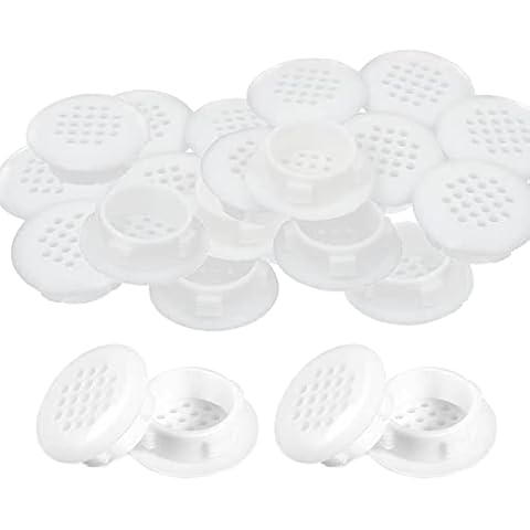 40 Pcs Plastic Round Mesh Hole Air Vent Louver Covers Perforated Round Mesh Air Vents Louver Vents for Cupboards, Cabinet, Wardrobe Cover