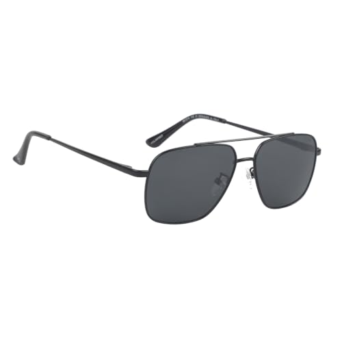 Image of Fueel Polarized Square Sunglasses for Men & Women | UV Protected Retro Half Frame Sunglasses | Lightweight Stylish Black Frame
