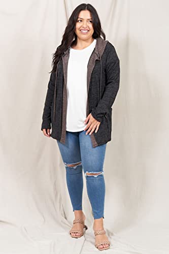 Image of Eloges Women's Multi Stripe Soft Knit Open Cardigan with Suede Elbow Patch
