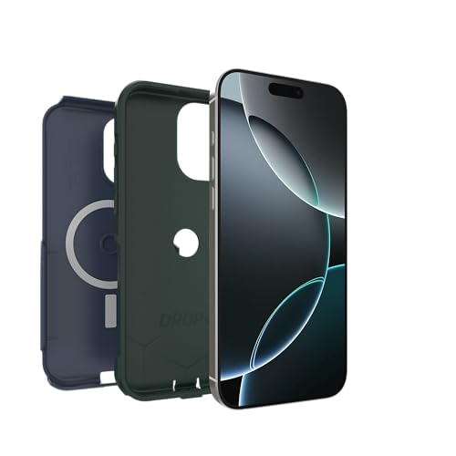 Image of OtterBox iPhone 16 Pro Max (Only) - Commuter Series MagSafe Case - Indigo Marsh (Blue & Green) - Built-in Magnets - Slim & Tough - Pocket-Friendly - with Port Protection
