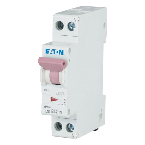 Eaton 263275 Pln6-B32/1N-De Disyuntor en Miniatura, 32 A, 1P+N
