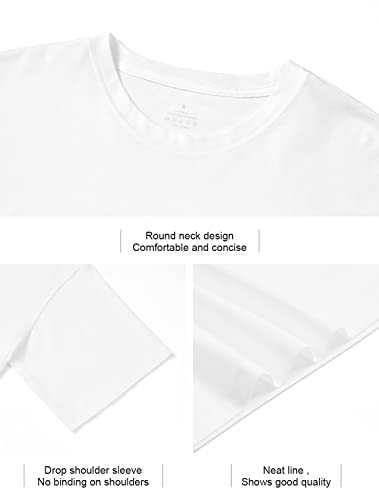 Xelky 4 Pack Womens Crop Casual Tops Tshirt Cotton Loose Workout Short Sleeve Round Neck Tee Yoga Running Shirts Black/White/Army Green/Rose L #TOP4