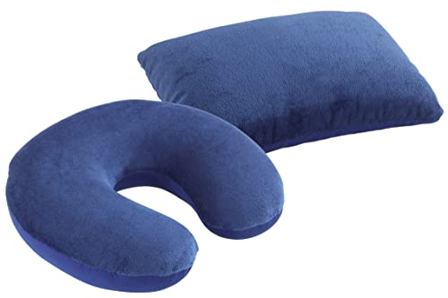 Maximex Poduszka podróżna z podparciem karku – wygodna i kompaktowa poduszka podróżna 2 w 1 z poduszką podpierającą kark, polistyren, 32 x 10 x 20 cm