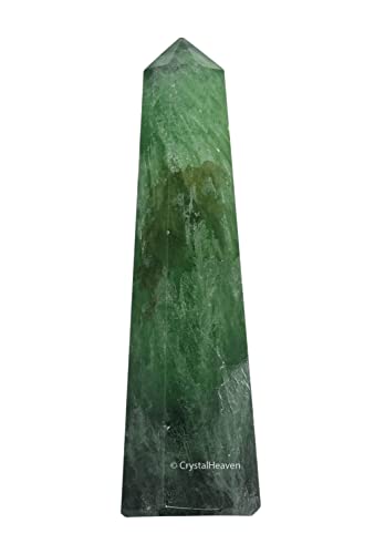 Image of Crystal Heaven Certified Green Fluorite Crystal Tower Obelisk Point for Chakra, Healing and Balancing - AAA Grade Original Certified Gemstone Agate for Reiki Meditation Yoga Spiritual (3-4 Inches)