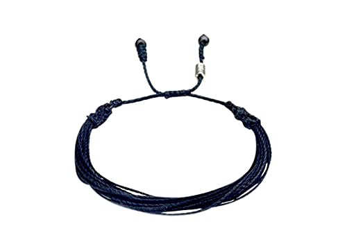 Custom Men's and Women's Nautical Multistrand String Bracelet - Handmade Customized Solid Colored Macrame Friendship Bracelet with Hematite Stones