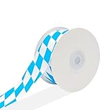 Bayerisches Karoband, Band Im Oktoberfest-Stil, Dekoband Mit Blau-Weißem Diamantmuster, Blau-Weiße Bayerische Dekoration, ideal für Party, Tischdeko und traditionelle bayrische Feiern (20m x 40mm)