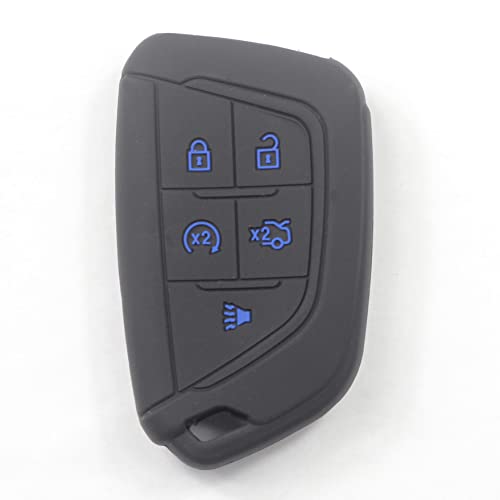 Kcpros 2Pcs Rubber Silicone 5 Buttons Remote Smart Key Fob Cover Case Protector Keyless With Keychain Compatible With Cadillac Ct4 Ct5 2020 2021 2022 2023 #TOP3