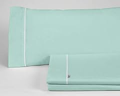 Juego de sábanas liso color aqua Cama de 180 (4 piezas) - 50% algodón / 50% poliéster - 144 hilos. Gramage: 115