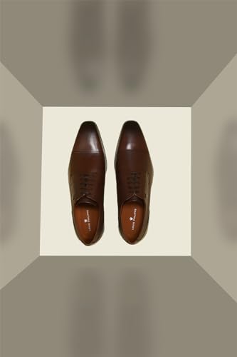 Image of Louis Philippe Men Premium Leather Breathable Lining Material Anti Slip with Heel TPR Sole Formal Derby Shoes