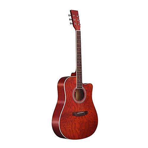 ビギナーズギター 41インチフォークアコースティックギター男性と女子学生のマホガニーギター シンプルで実用的 (色 : Brownish red, Size : 41inch)