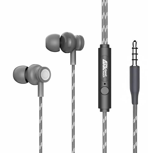 Image of N'OISE 3.5mm Wired Earphone with Powerful HD Mic for Clear Sound, in-Line Volume Controller & Noise Cancellation Compatible with only 3.5mm Jacks in Mobiles- Grey