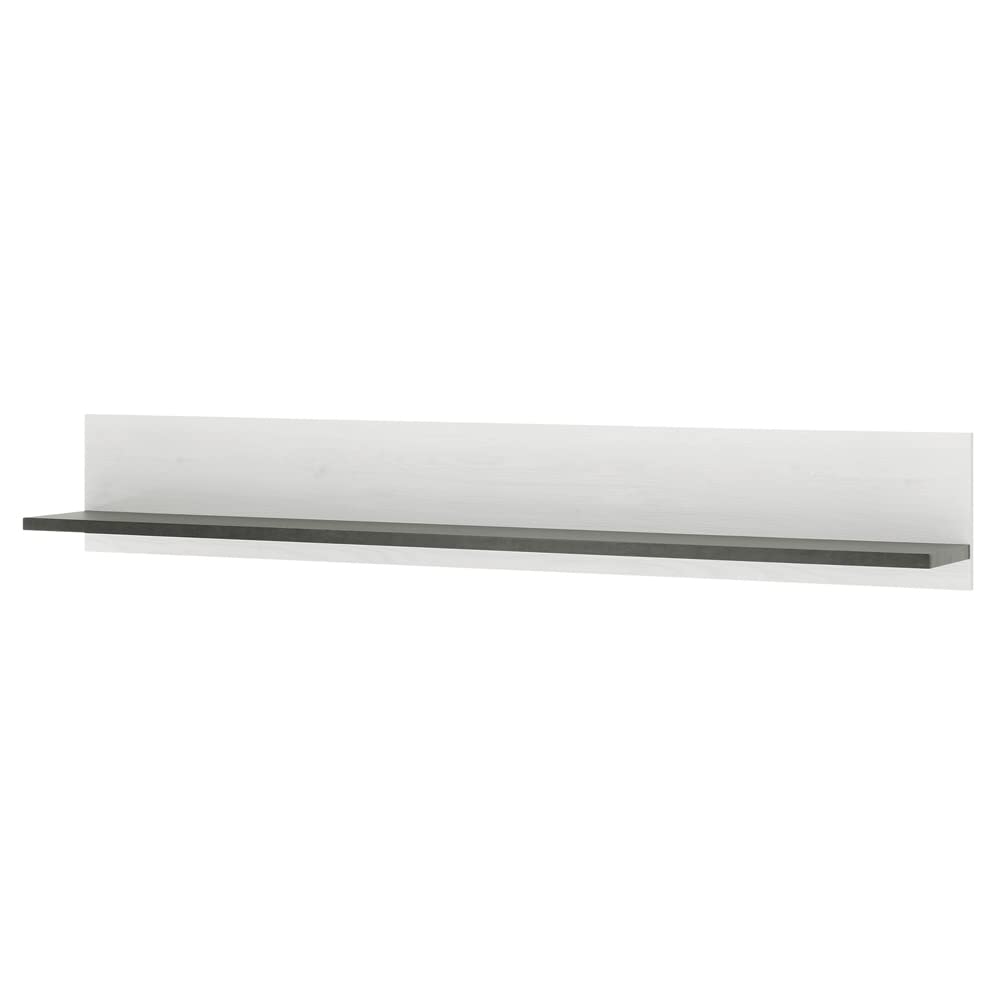 Lomadox Wohnwand TV-Wand Pinie weiß Nb. mit anthrazit 3-teilig Landhausstil, TV-Lowboard, Wandboard, Regal