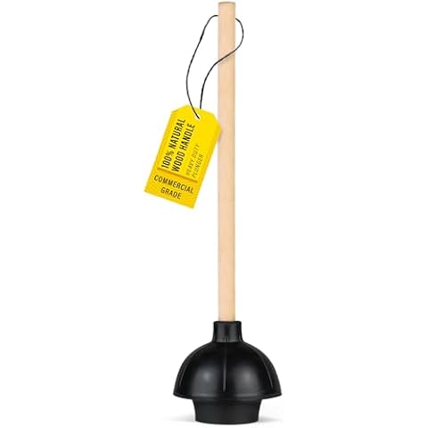 SteadMax Heavy Duty Toilet Plunger, Commercial Grade Double Thrust Force Rubber Cup with Wood Handle (22") Cover