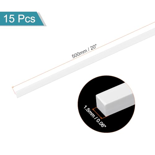 Image of MECCANIXITY 15Pcs ABS Plastic Rod Square Solid Bar 1 /16 inch x 20 inch White Smooth Plastic Tube Rods for Handwork Model Material,DIY Sand Table,Architectural Model Making
