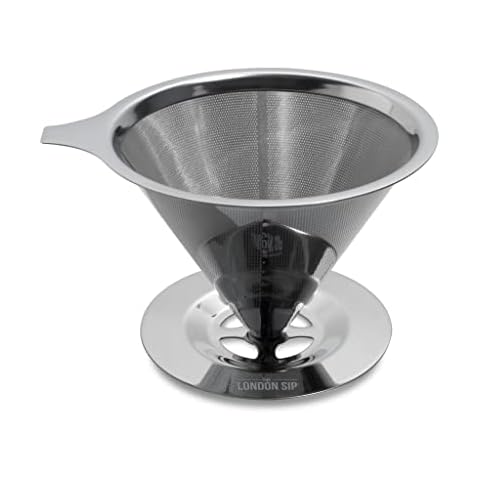 The London Sip Stainless Steel Coffee Dripper Pour Over Coffee Maker, Coffee Slow Brewing Accessories for Home, 1-4 Cup Cover