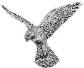 Pewter Bird of Prey Falcon Falconry Kestrel Hawk Brooch / Tie Pin / Lapel Pin / Badge Gift