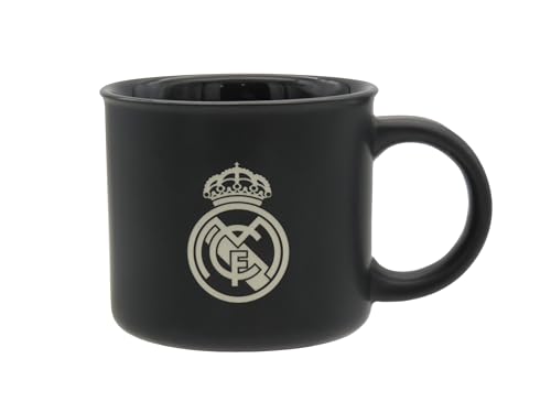 CYPBRANDS Real Madrid, Caneca de cerâmica, utensílios para bebés, pequeno-almoço, canecas originais, cor preta, produto oficial