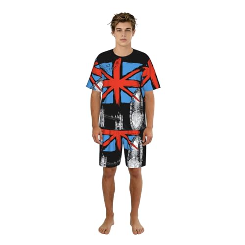 Pyjama court homme imprimé Londres ensemble d'été léger et vêtement d'intérieur