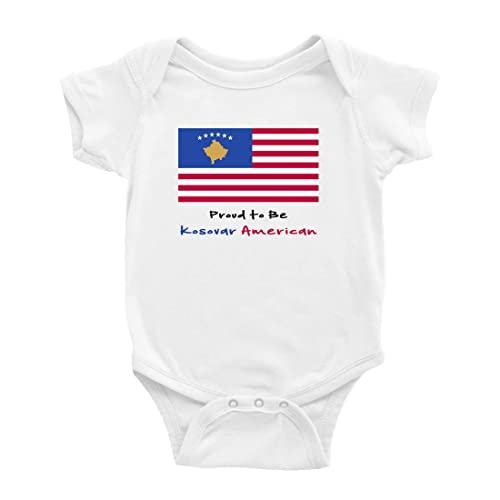 Proud to Be Kosovar American Flag Baby Bodysuit Newborn Clothes Outfits