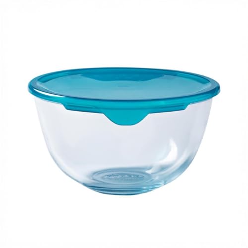 Pyrex Bol 2 l avec couvercle en verre borosilicate résistant aux taches, Transparent, Vert