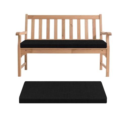 Coussin de banc en lin noir déhoussable antidérapant intérieur extérieur