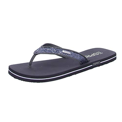 ESPRIT Damen Glitter Thongs Pantoletten, Grau (Gunmetal 015)