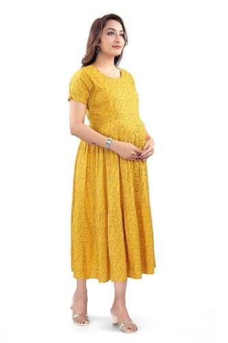 Image of B2F Women's Flared Anarkali Maternity Dress, Feeding Kurti with Concealed Zip for Pre & Post Pregnancy