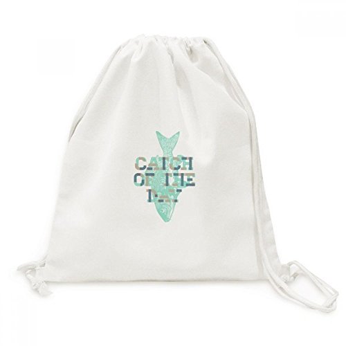 Sac à dos cordon toile voyage avec motif poisson bleu
