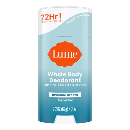 Lume Natürliches Deodorant – Achselhöhlen und Privatteile – Aluminumfrei, Backsodafrei, hypoallergen und sicher für empfindliche Haut – 62,4 g Stick (geruchlos)