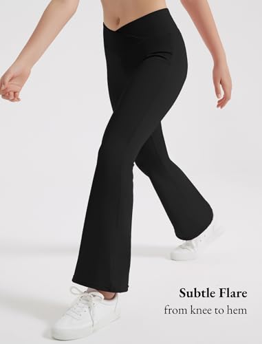 EXARUS 4 Pack Girls Leggings Teen Yoga Pants Crossover V Waist Ankle/Full Length High Waisted for Sports Tween Casual4