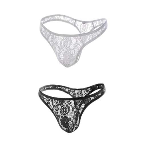 Men's lace ruffled Frilly Sissy thong panties Sexy low-rise thong Comfortable men's thong underwear