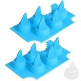 2 Pack Silicone Ice Cube Tray, Shark Fin Shaped Ice Trays for Freezer, Flexible Cake Chocolate Fondant Cookie Mold, 5.2x 3.1x 1.6 inches (Sky-blue)
