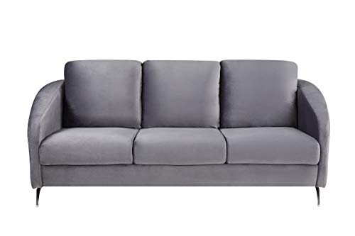 FEMICON Elegant Gray Velvet Modern Sofa Couch with Metal Legs, Diamond Stitching, for Living Room Décor
