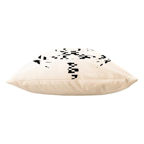 Coussin en Velours Blanc Visage Anonymous Noir 40x40 Texture Douce