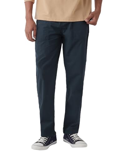 Image of Bewakoof Men's 100% Cotton Solid Regular Fit Pant | Pant for man | Chinos pants for men | Men trousers | Casual Pants for Men | Trousers for man | Men's Regular Casual Pants | Cotton Pant for Men | Everyday Casual | Utility Streetwear | Lightweight & Flexible