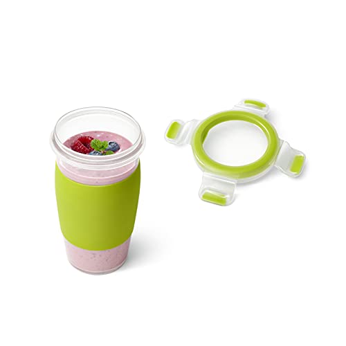 Emsa N1071500 Clip&Go Smoothie Mok, Inhoud: 450 ml, Rond, Transparant/Lichtgroen