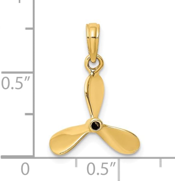 IceCarats 14K Solid Yellow Gold 3 Blades Fishing Boat Propeller Necklace Chain Pendant Charm - Image 5