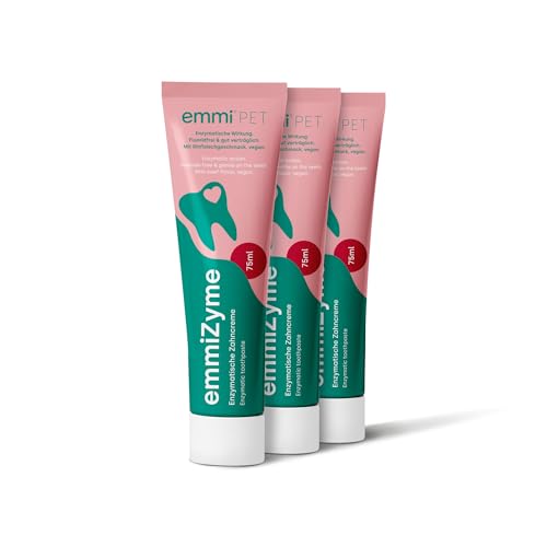 emmi-pet 3x emmiZyme Zahnpflege Gel Hund & Katze mit Selbstreinigungsfunktion 70g Effektive Maulhygiene & Hunde Zahnpflege Hundezahnpasta gegen Zahnstein & Mundgeruch