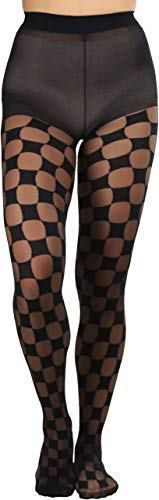 ToBeInStyle Women's Sheer And Opaque Checkered Pantyhose4