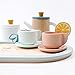 PairPear Wooden Tea Set for Little Girls, Wooden Toys Toddler Tea Set Play Kitchen Accessories for Kids Tea Party with Play Food