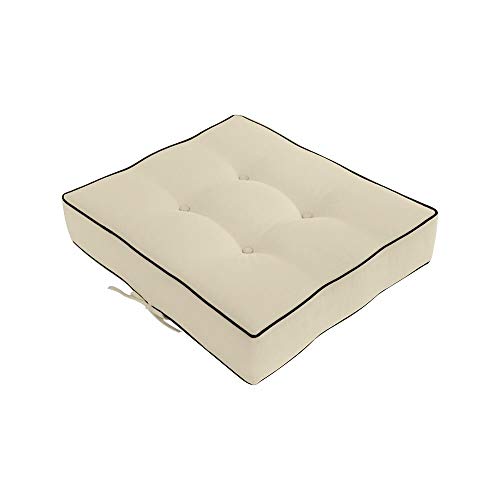 Prolinemax Double Piped w/Buttons Ottoman Cushion Chair Seat in/Outdoor 23 x 23 x 5 -AD006